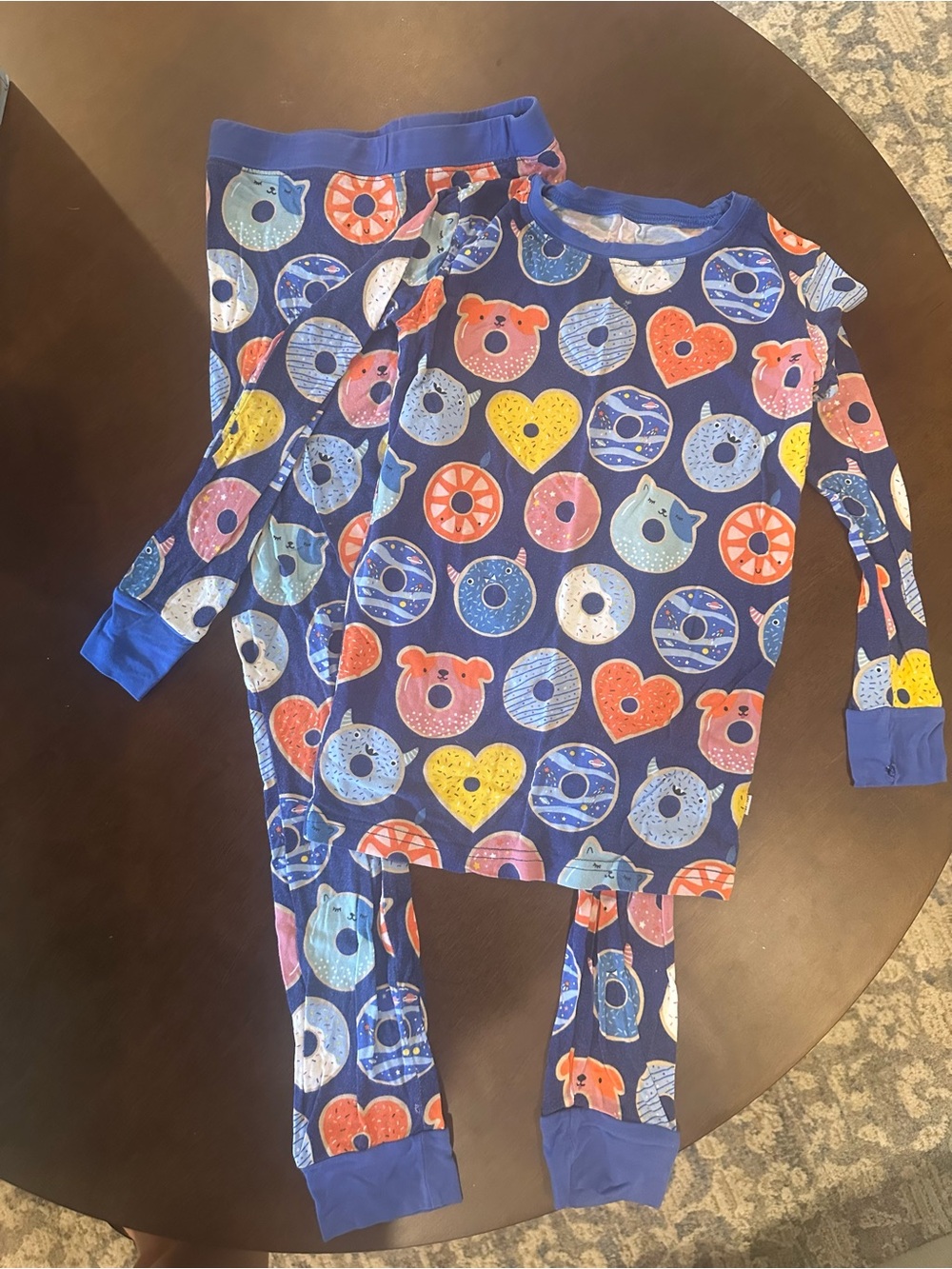 Little Sleepies Navy Blue Donut & Heart Print Pajama Set